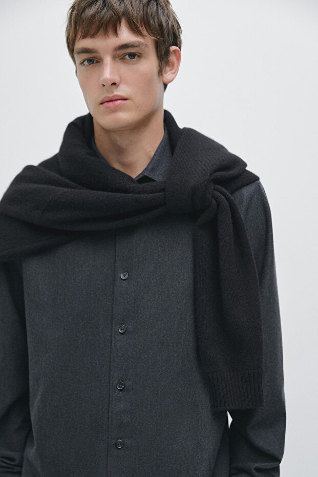 Regular fit kareli dokulu melanj gömlek - 4