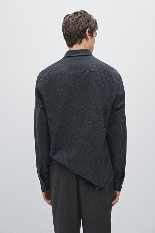 Regular fit kareli dokulu melanj gömlek - 3