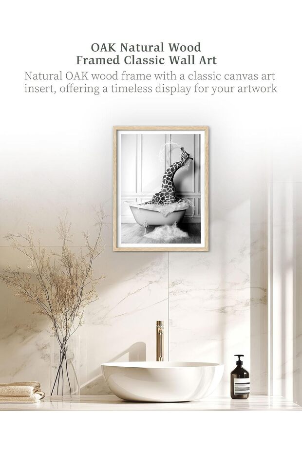 لوحة قماشية مؤطرة لحيوانات الزرافة وهي تستحم - 2