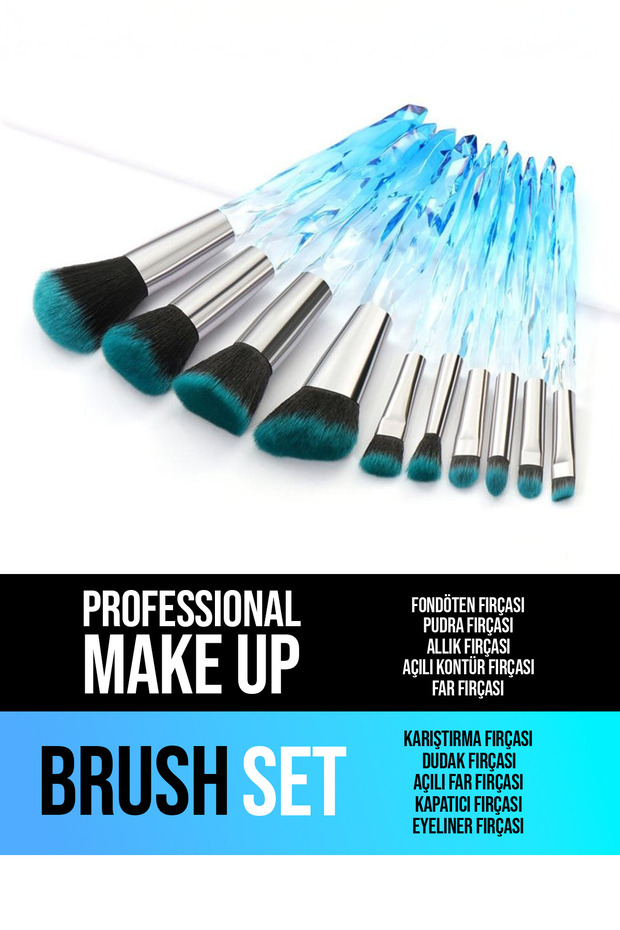 10'lu Kristal Profesyonel Makyaj Fırçası Seti - 2