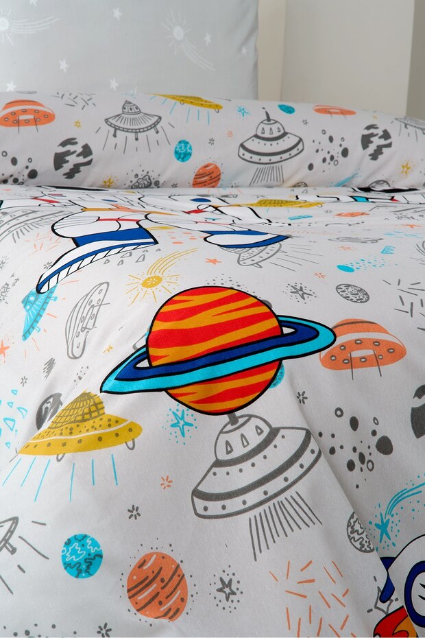 Astronot Ranforce Pamuklu Tek Kişilik Nevresim Seti - 2