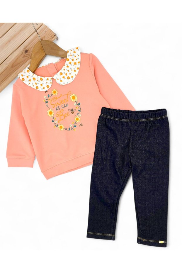 Baby Girl 6-9-12-18-24 Months Peter Pan collar Pieces, Stylish Baby Set with Pants