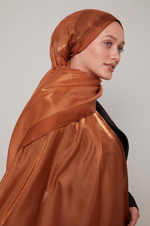 Taba Şerit Desen Kehribar Şal - 2