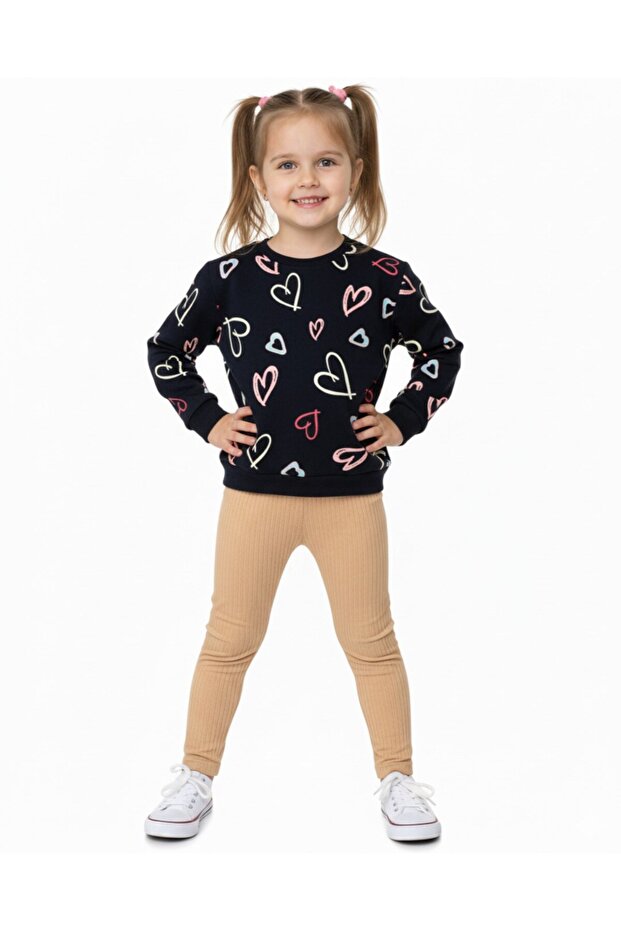 Girl's Sweatshirt and Leggings Heart Printed 2-3-4-5-6 Years Old Transitional Sets