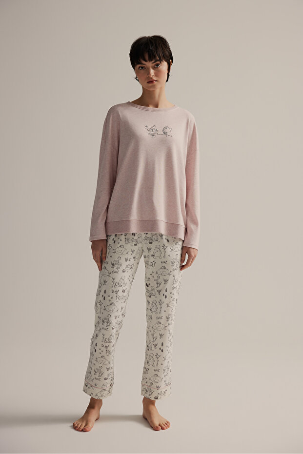 Kadın Pamuklu Uzun Pijama Altı - 3