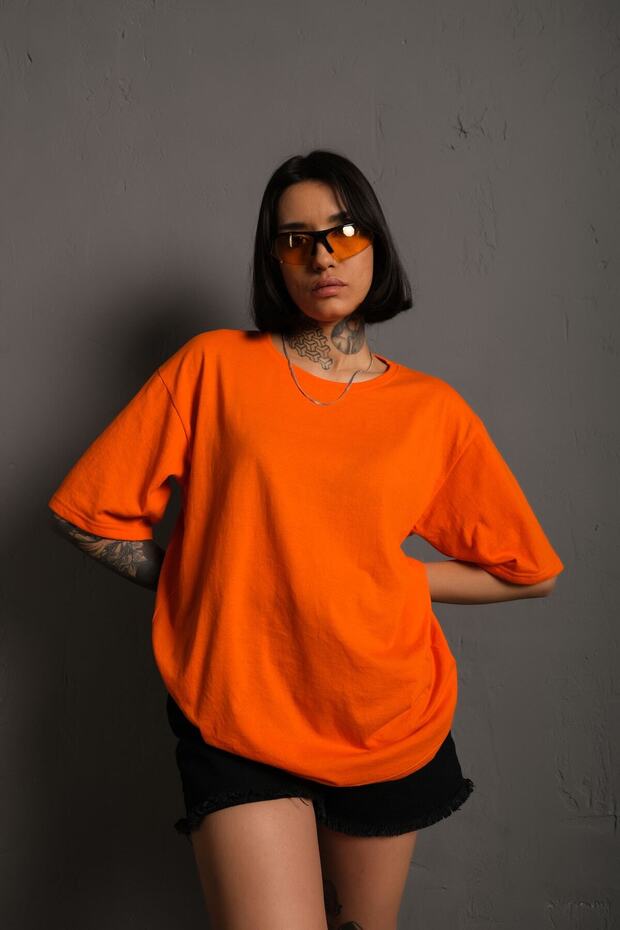 تي شيرت رجالي أساسي ذو لون سادة كبير الحجم Düzrenk-tshirt - 2