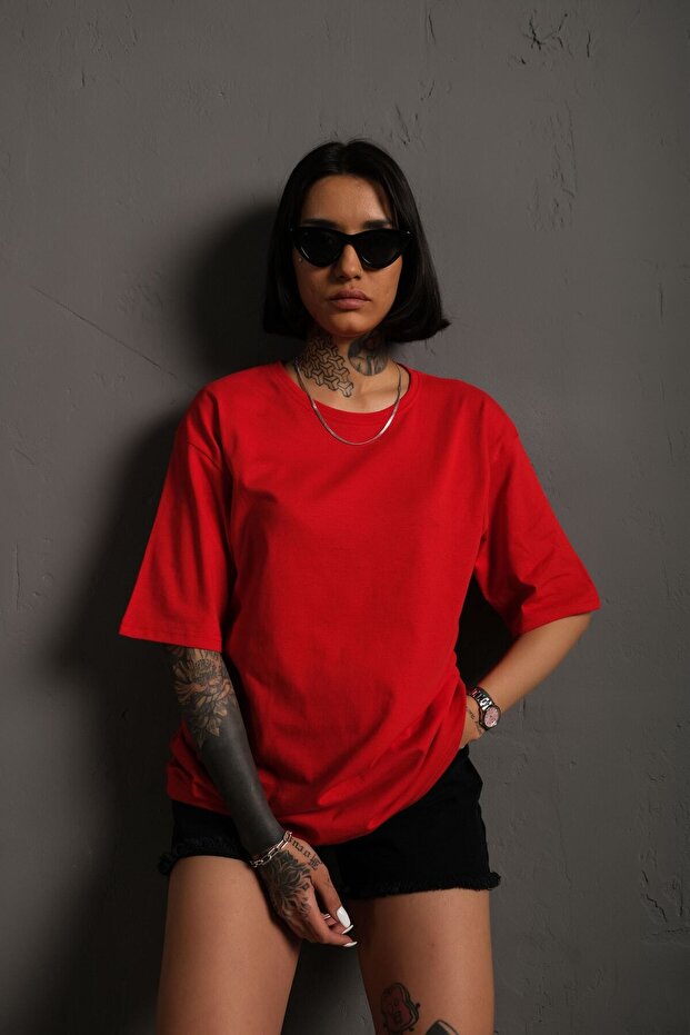 تي شيرت رجالي أساسي ذو لون سادة كبير الحجم Düzrenk-tshirt - 1