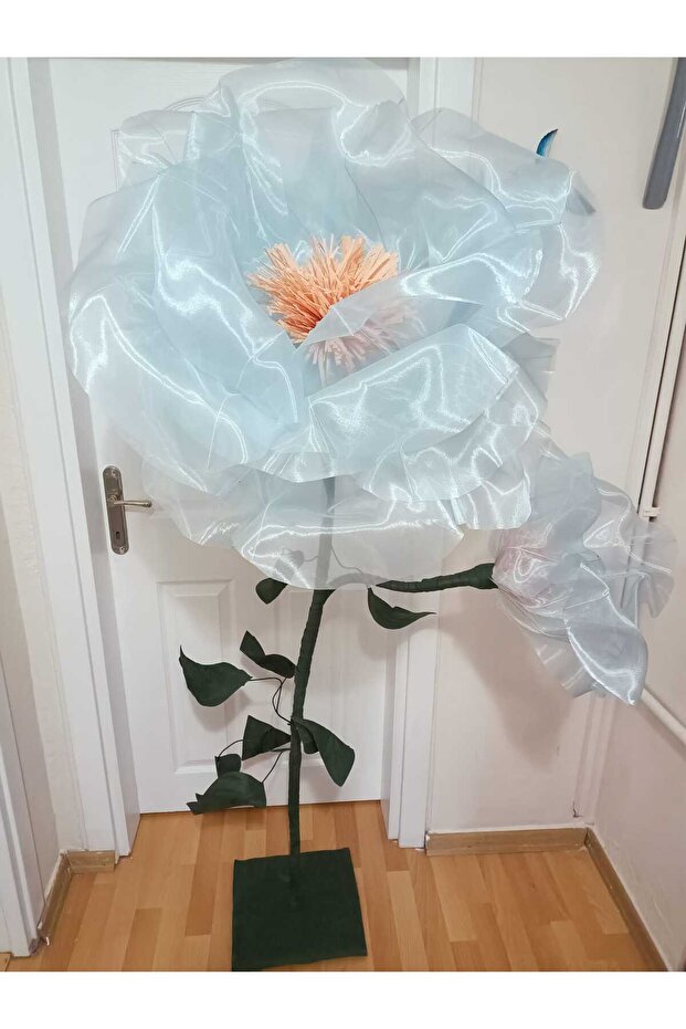 Dev tül çiçek mavi - 5