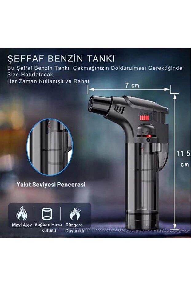 Mini Pürmüz Çakmak Doldurulabilir Depolu Çakmak Alev Ayarlı 1300 Derece - 4