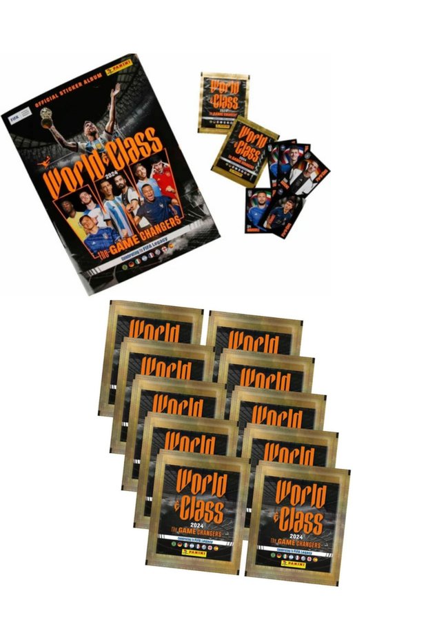 Licensed Panini World Class 2024 Football Stickers Album+10 Bags (50 Stickers) Collectible Stickers