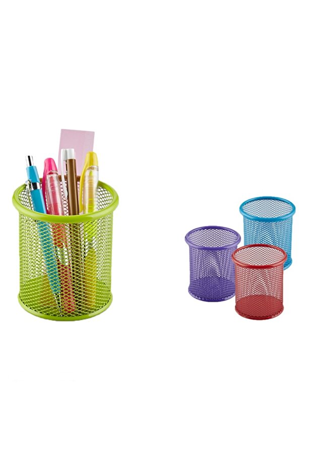 Metal Perforated Round Pen Holder Colorful