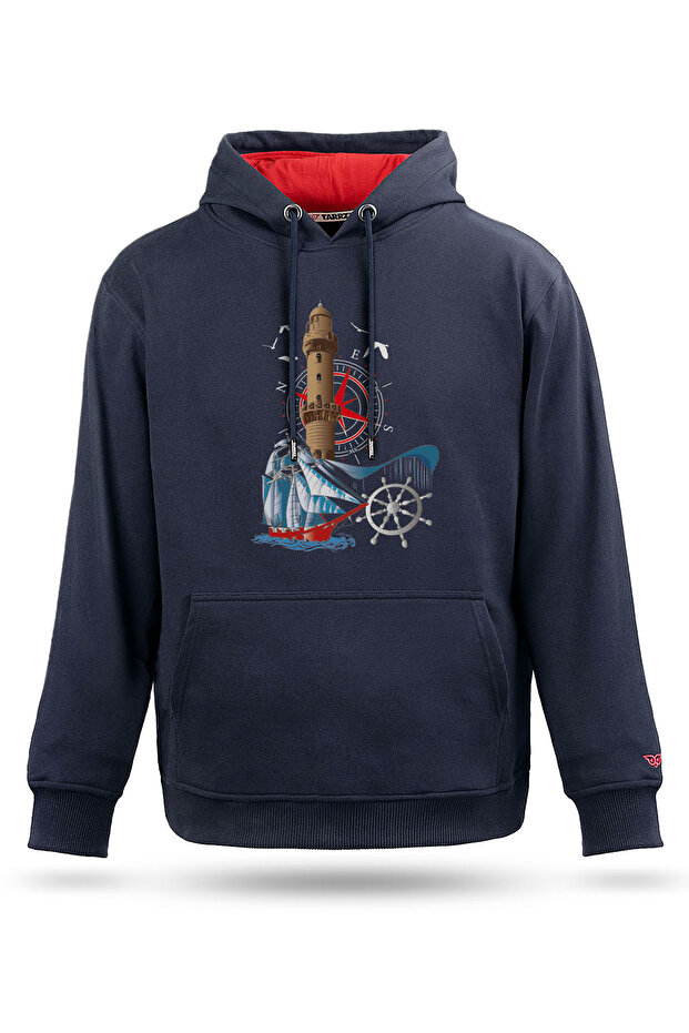 Design Sweatshirt Unisex Sweatshirt Lighthouse and Sailboat Design Hooded Sweatshirt