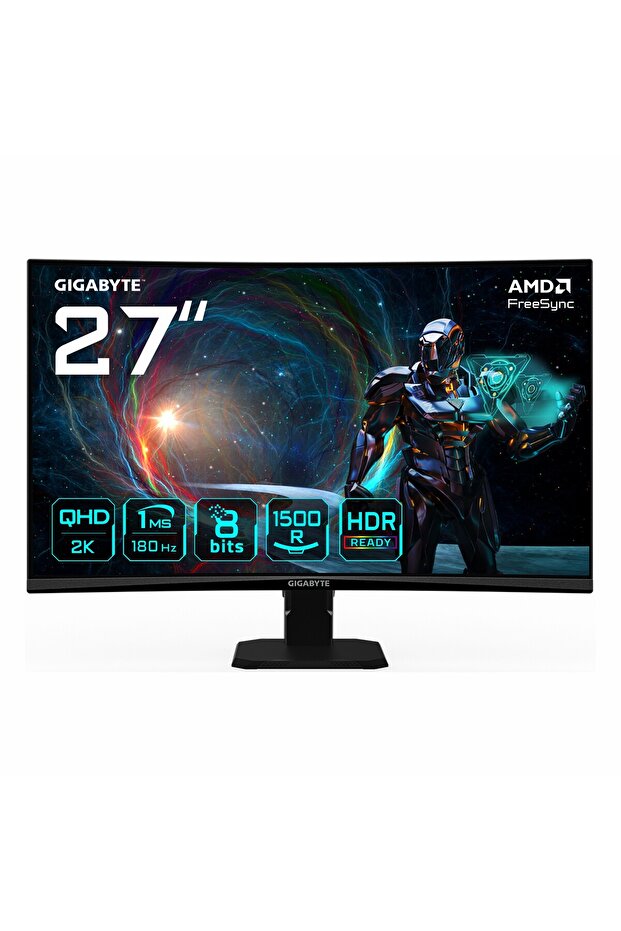 GS27QCA 27" 180Hz 1Ms HDMI+DP HDR WQHD FreeSync VA Curved Vesa Monitör - 1