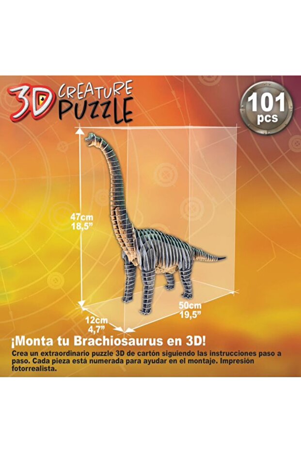 أحجية ثلاثية الأبعاد لمخلوق براكيوصوروس، 101 قطعة - 3