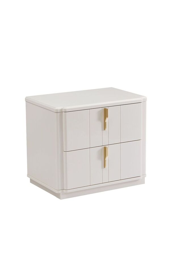Lintell 2 Drawer Night Stand - Cream, Engineered Wood Bedside Table, 60x40x52.2cm, 2-Year Warranty