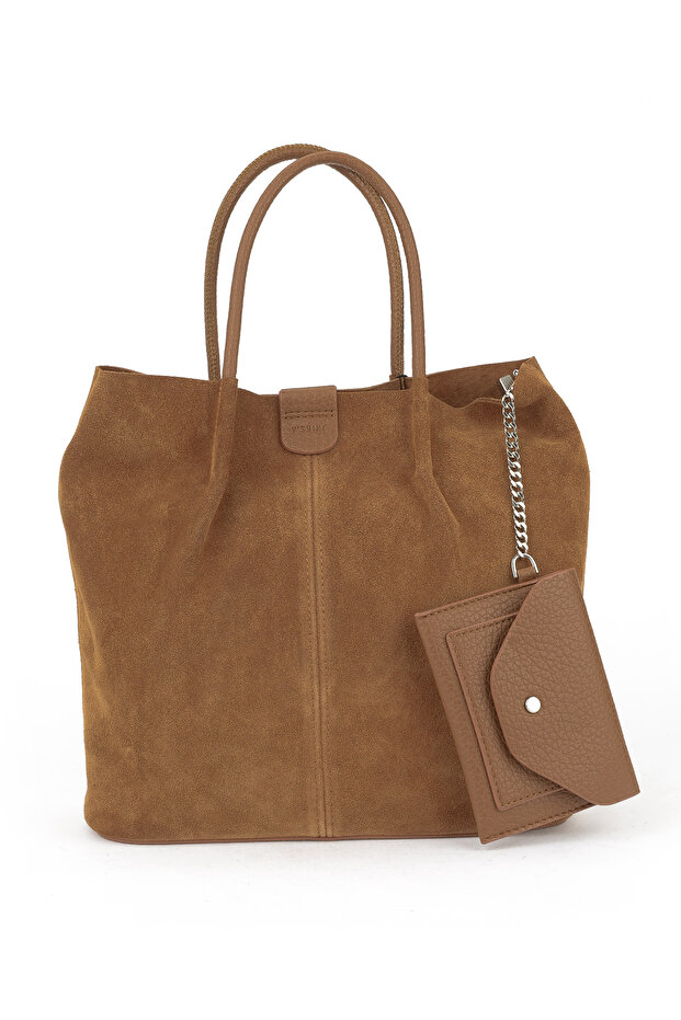 , Women's Genuine Leather Shoulder and Hand Bag 153979Z5010 Tan