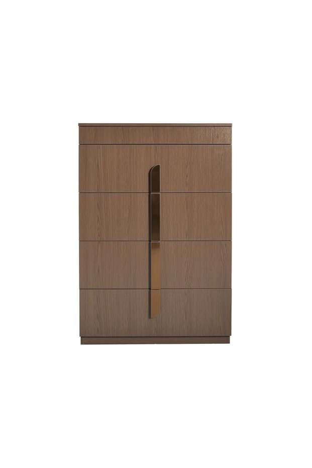Ronin Chest of 4 Drawers with Mirror & Jewelry Storage - Walnut/Bronze - 2-Year Warranty