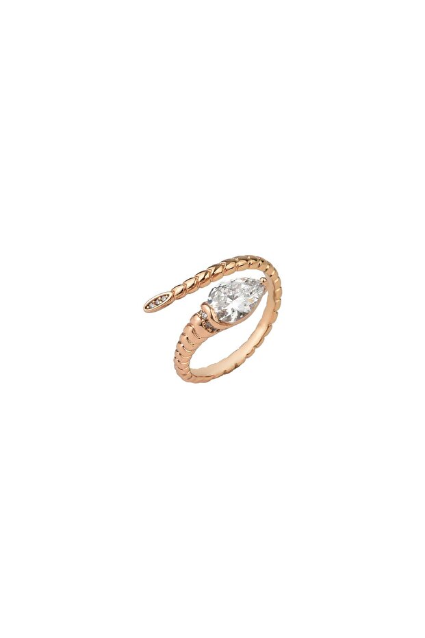 Stone Detailed Snake Figured Ring