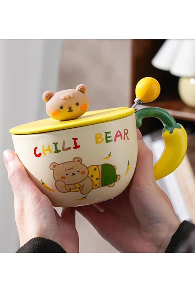 كوب سيراميك بتصميم دمية الدب اللطيفة - 3