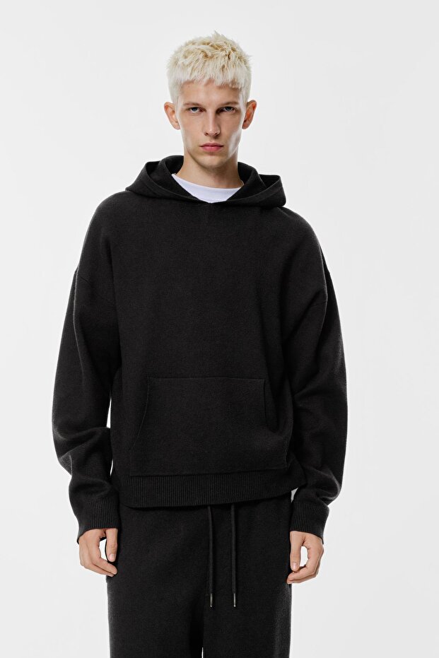 Örgü kapüşonlu sweatshirt - 2