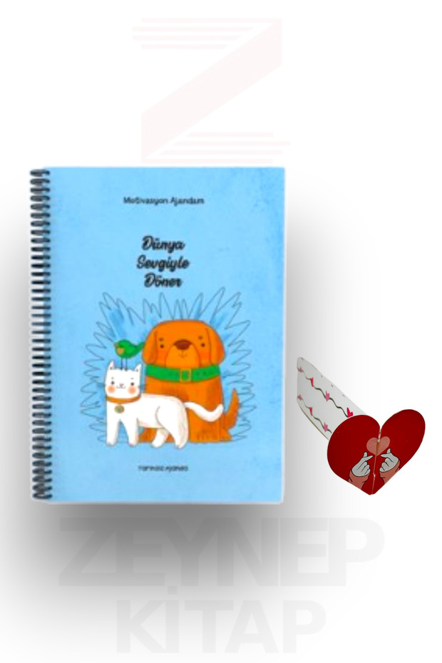 My Motivational Agenda: the World Turns with Love Undated Agenda (Heart Bookmark and Sticker Gift)