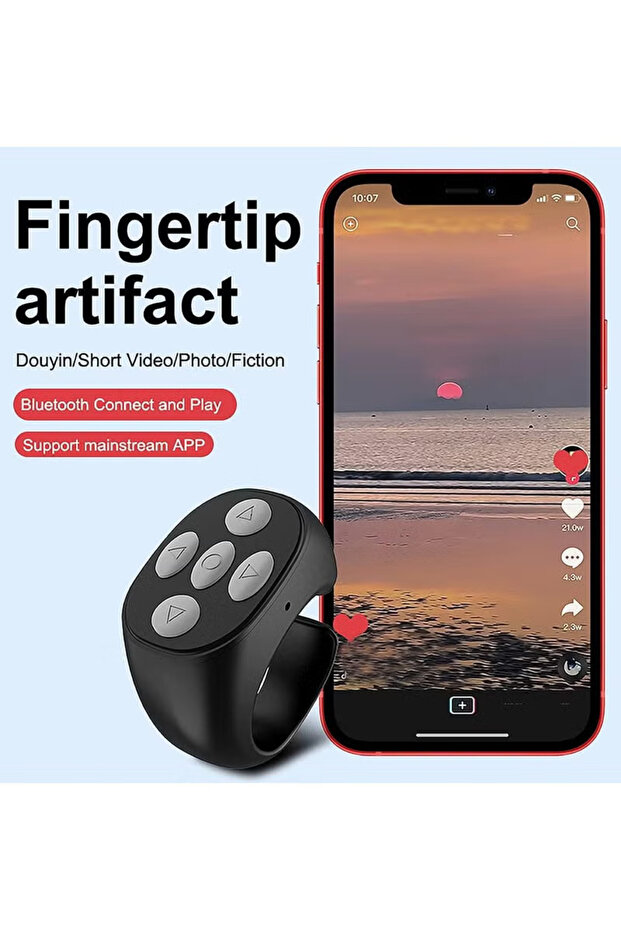 Bluetooth Remote Clicker Ring TikTok Scroller, Page Turner & Camera Shutter 85Hr Case - 4