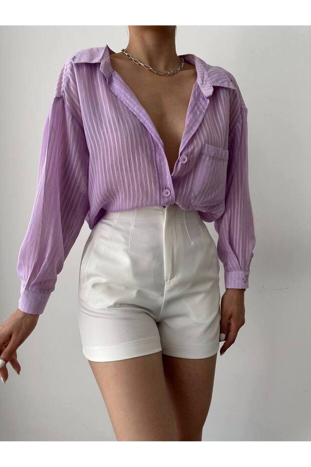 KETEN OVERSİZE GÖMLEK - 2