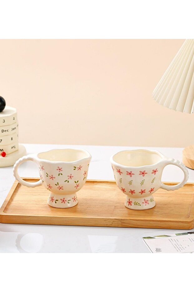 كوب سيراميك بتصميم زهرة برية - 3