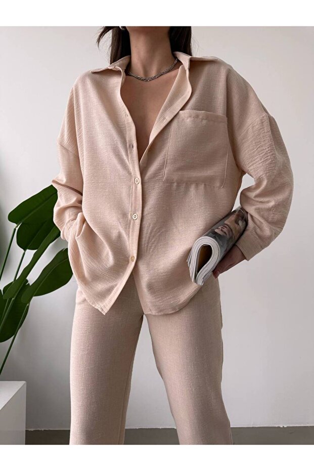 KETEN OVERSİZE GÖMLEK - 3