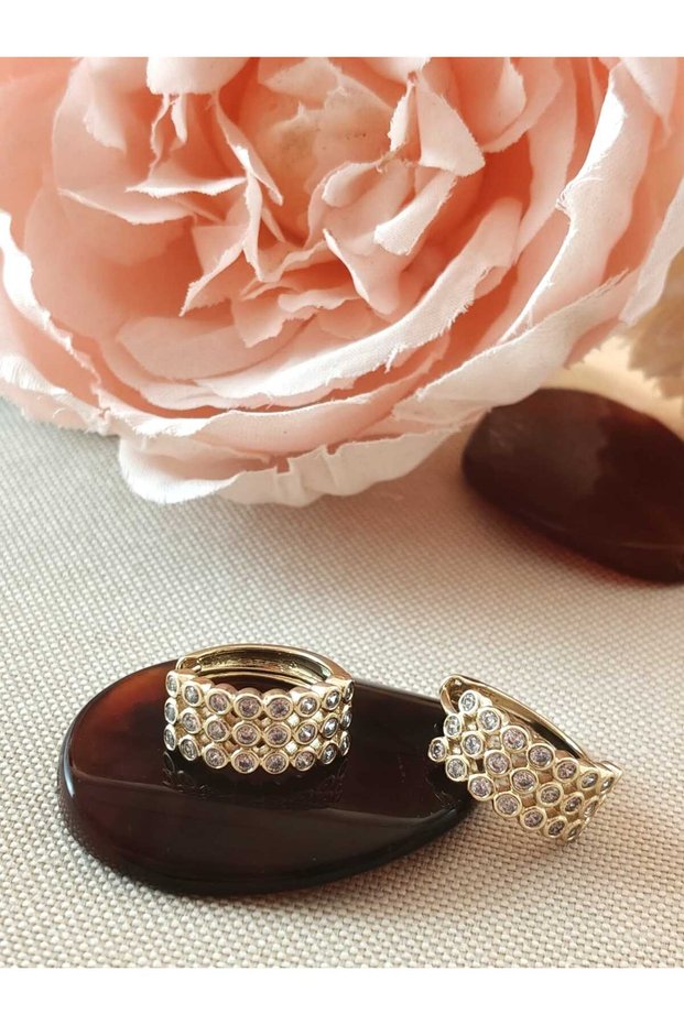 Premium Shiny Zircon Stone Steel Earrings