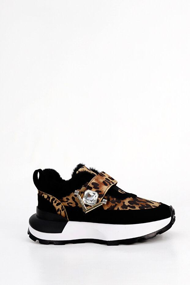 Prns 181 Stone Detail Leopard Pattern Sole Sports Shoes