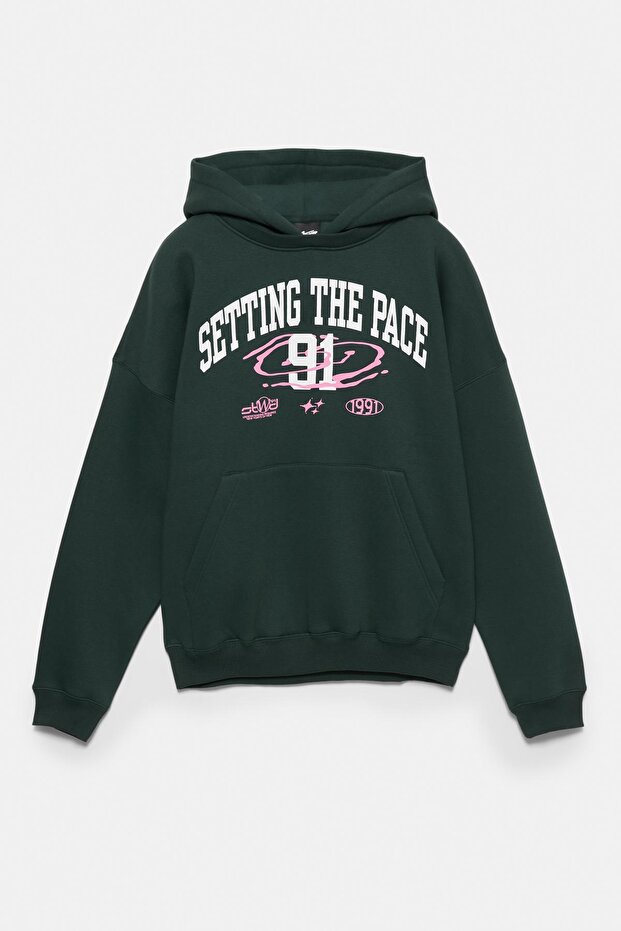 Kapüşonlu 91 grafik sweatshirt - 7