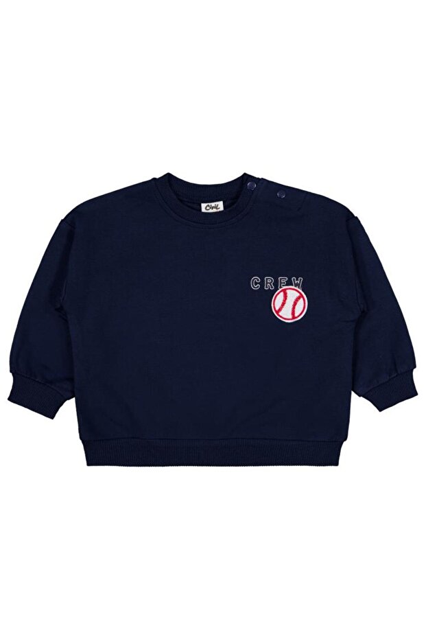 Crew Printed 6-18 Months Sweatshirt - Navy Blue 6-9 Months