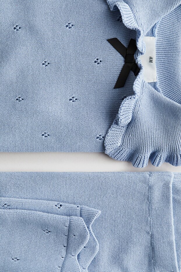 2 Parçalı Delik Desenli Triko Set - 5