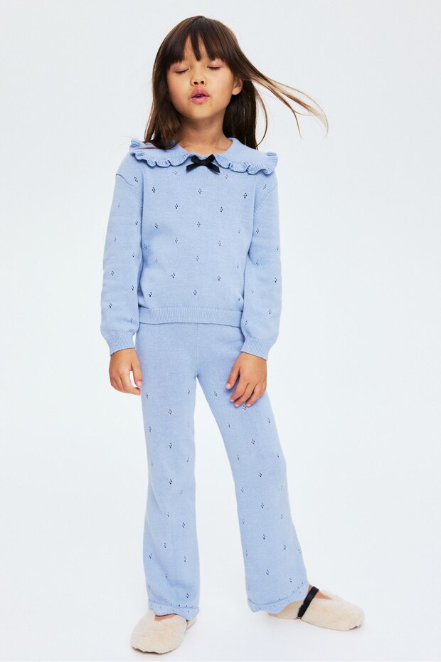 2 Parçalı Delik Desenli Triko Set - 2