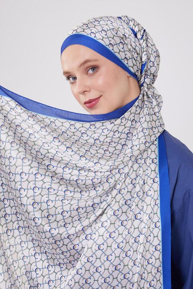 شال ذو نمط سلسلة أزرق بلون الكوبالت