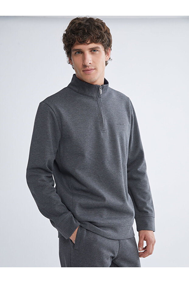 Vizyon New Season Zippered Stand Collar Long Sleeve Men's Sweatshirt