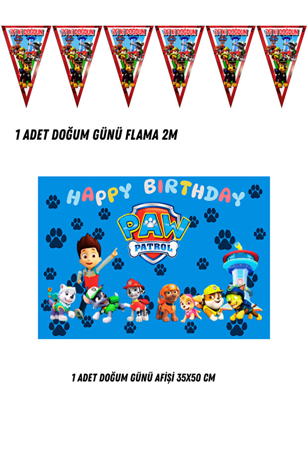 Paw Patrol Character Theme Compatible Banner Pennant Set 35X50 cm