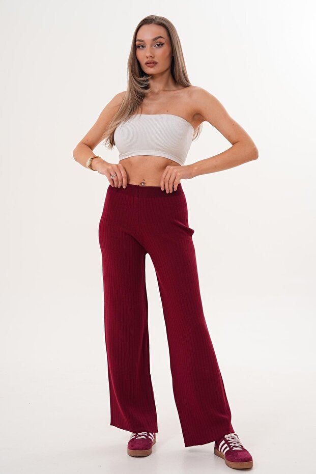 Kadın İspanyol Paça Triko Örme Pantolon 255048 - - 5