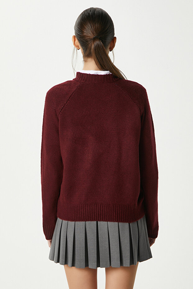 Mushy Bordo Basic Triko Kazak - 4