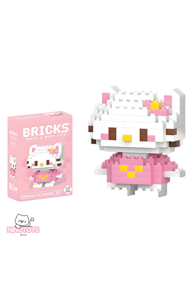 Bricks Sevimli Karakterler 3D Yapboz Hello Kitty Pink - 2