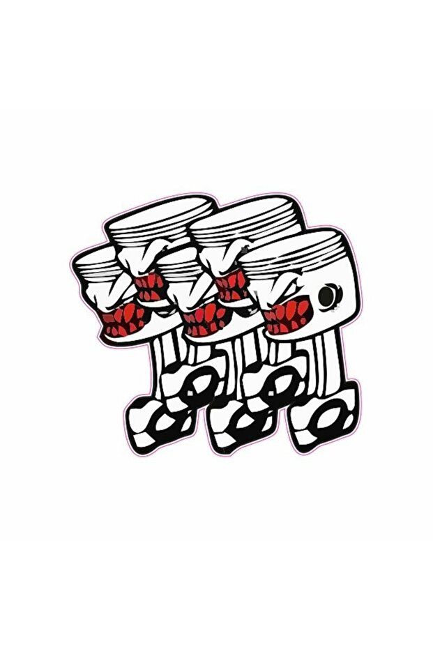 Embossed Piston Engine Auto Sticker 7.5X7.5 cm - Stylish and High-Quality Design