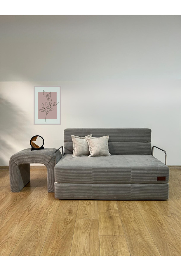 Torso Katlanır Kanepe Koltuk Yatak Pati Dostu Fitilli Örme Peluş Kumaş - 5