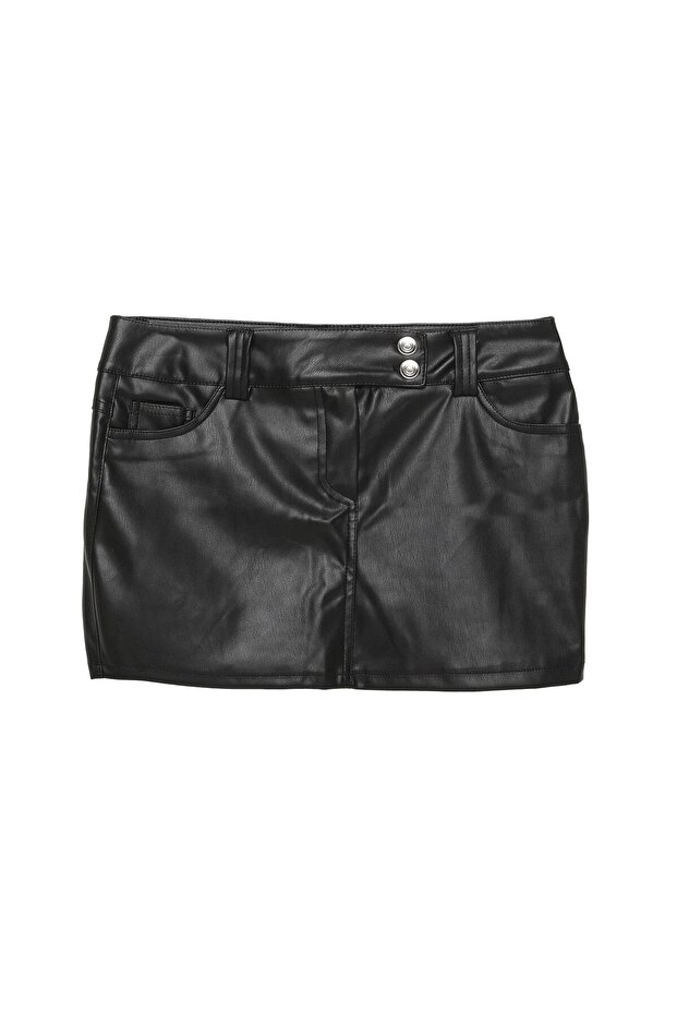 Deri Mini Etek Siyah - 1