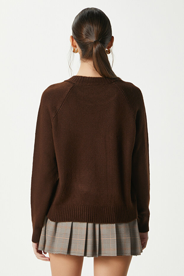 Mushy Acı Kahve Basic Triko Kazak - 6