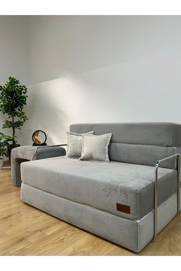 Torso Katlanır Kanepe Koltuk Yatak Pati Dostu Fitilli Örme Peluş Kumaş - 2