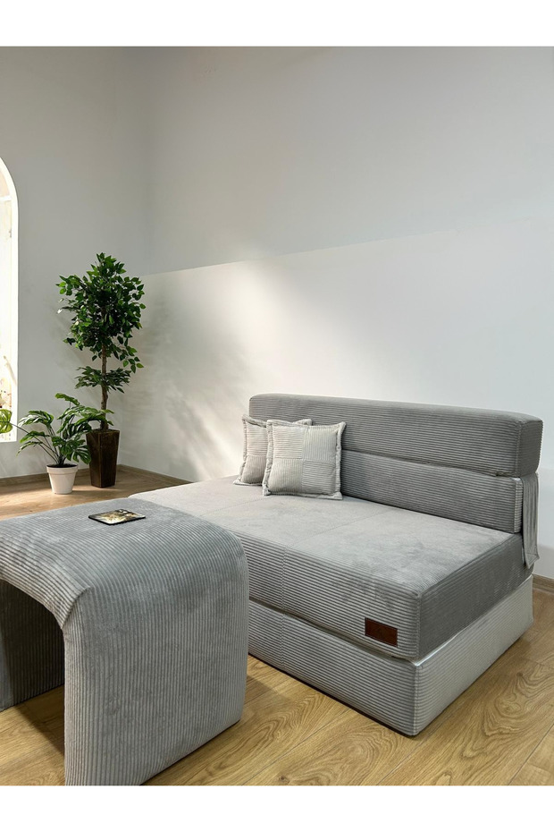 Torso Katlanır Kanepe Koltuk Yatak Pati Dostu Fitilli Örme Peluş Kumaş - 3