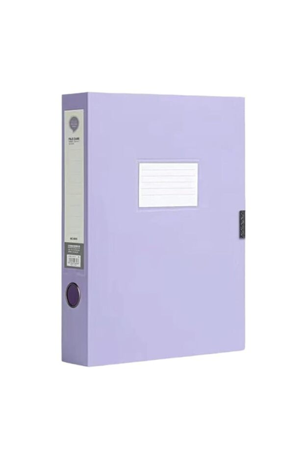 AJIODA A4 Storage File Boxes Archives Cases File Boxes with Lid & Metal Clip, 55mm Thickened Large Capacity Plastic Box File Document Storage Box for Office School Home, Purple