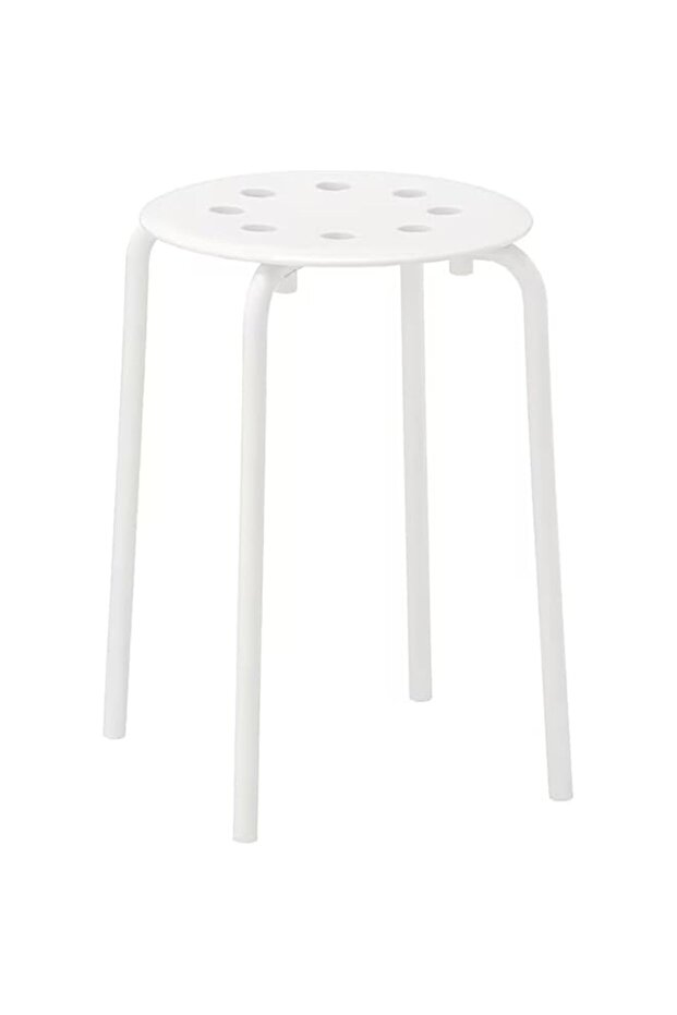 SKY-TOUCH Stackable Plastic Dining Stool,Living Room Stool,office Stool,Make Up Stool,Durable Plastic & Metal,Flexible Seating for Home Office School Patio Indoor/Outdoor(White,40x40x45cm) 1 pcs