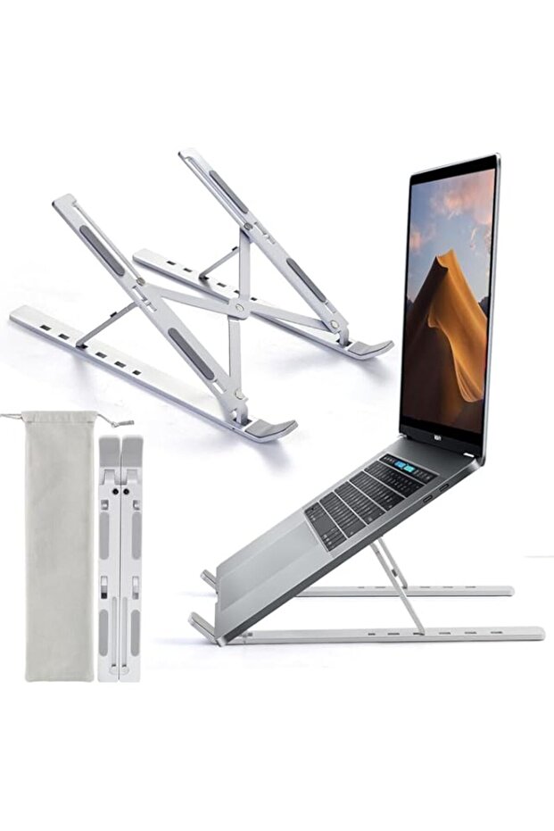Laptop Stand for Desk, Adjustable Laptop Riser ABS+Silicone Foldable Portable Laptop Holder, Ventilated Cooling Notebook Stand for MacBook Pro Air, Lenovo, Dell, HP